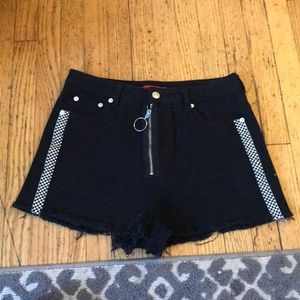 black racecar jean shorts